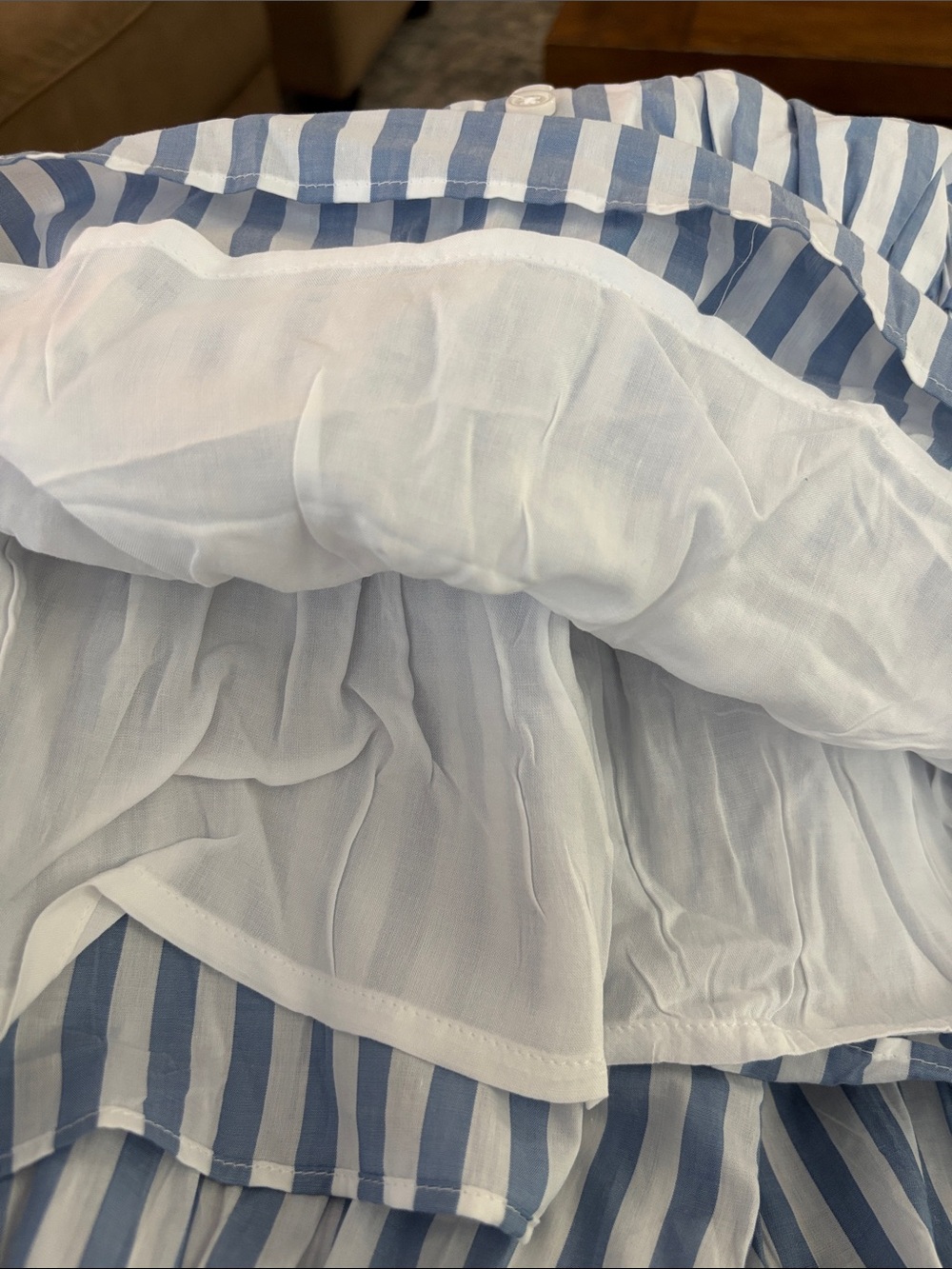 J.Crew NWT Blue White Striped Smocked Cotton Peplum Blouse Size Medium NEW - Picture 11 of 12